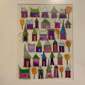 Whimsical Houses Original Watercolor Painting